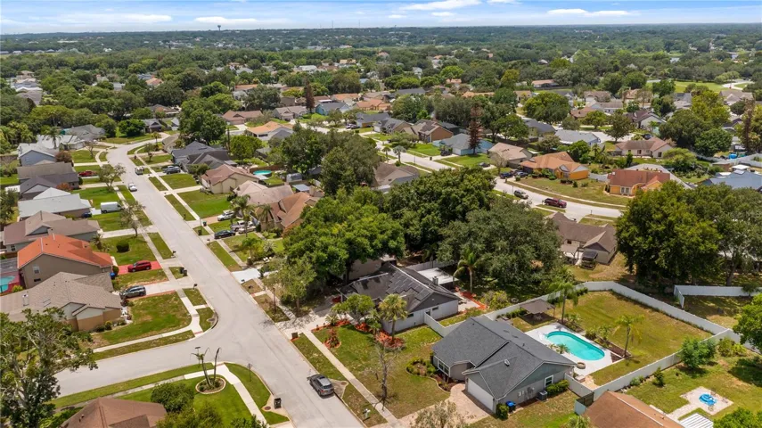 Aerial view of neighborhood