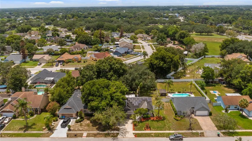 Aerial view of neighborhood