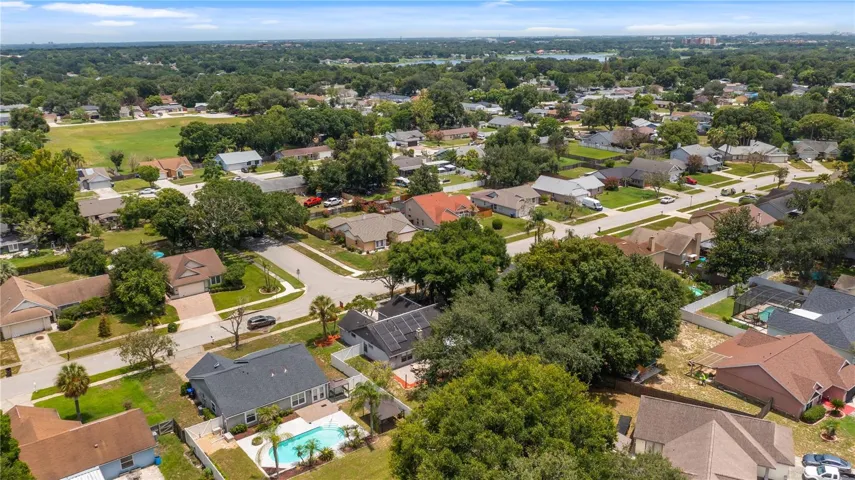 Aerial view of neighborhood
