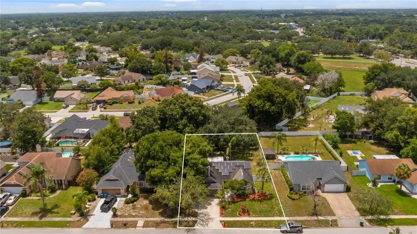 Aerial view of neighborhood