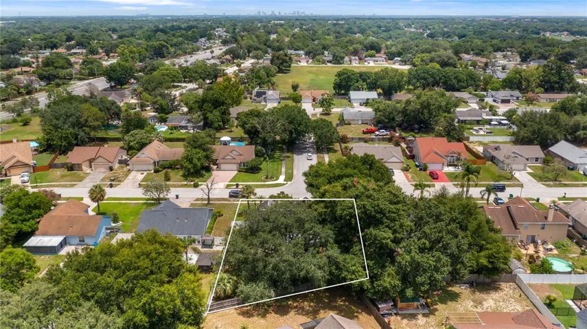 Aerial view of neighborhood