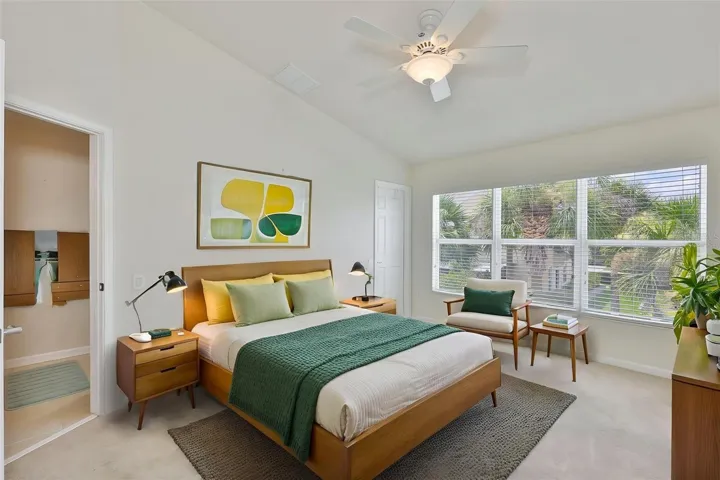 Virtually staged Primary Bedroom with different furniture arrangement