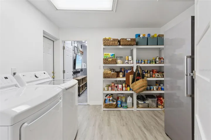 Built in shelving in walk in pantry, laundry and utility room