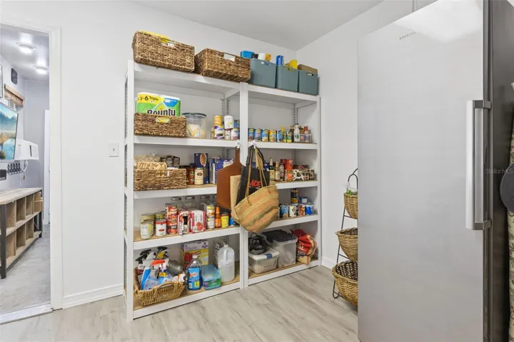 Built in shelving in walk in pantry, laundry and utility room