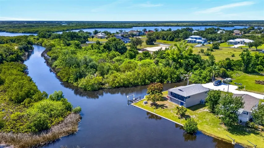 aerial western view of property with access route river