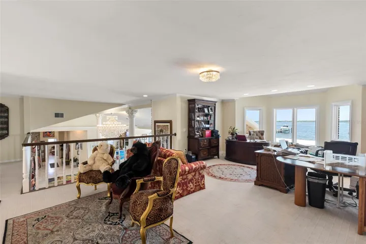 Office area overlooking grand open area