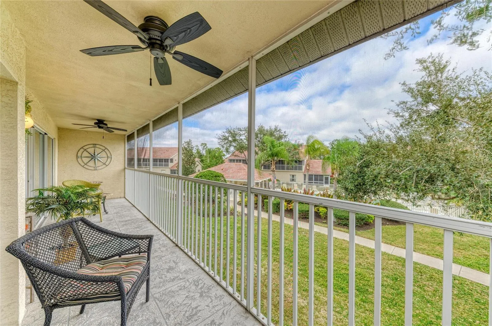 Balcony overlooking community pool