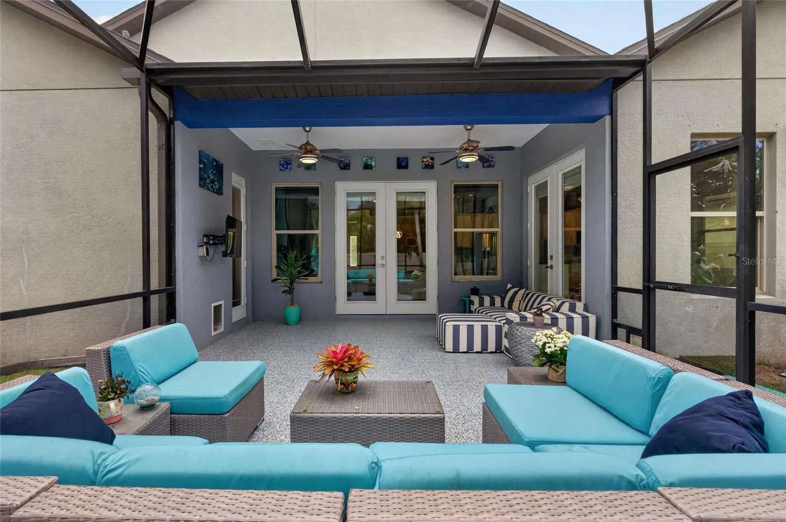 Lanai features both covered and open spaces