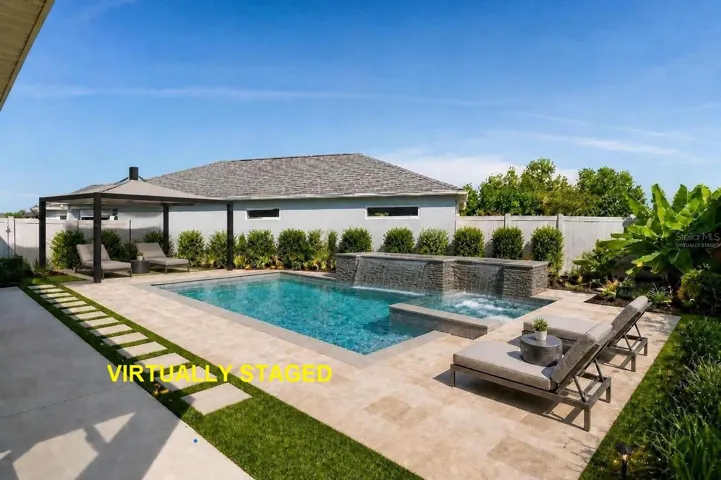 Virtually Staged Pool and shade