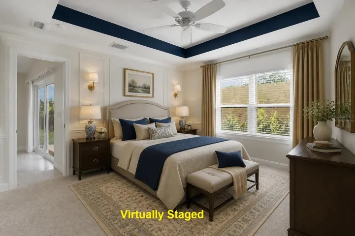 Virtually Staged Primary Bedroom different angle