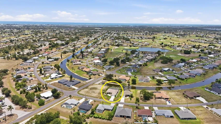 Aerial View, Inter Coastal Waterway &amp; Gulf in the background.