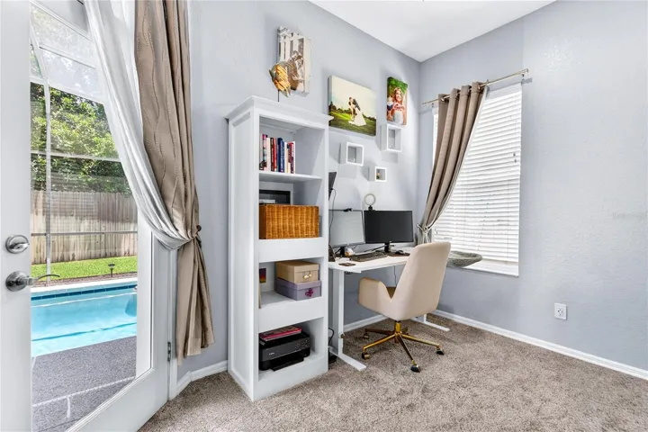 work space in the primary bedroom