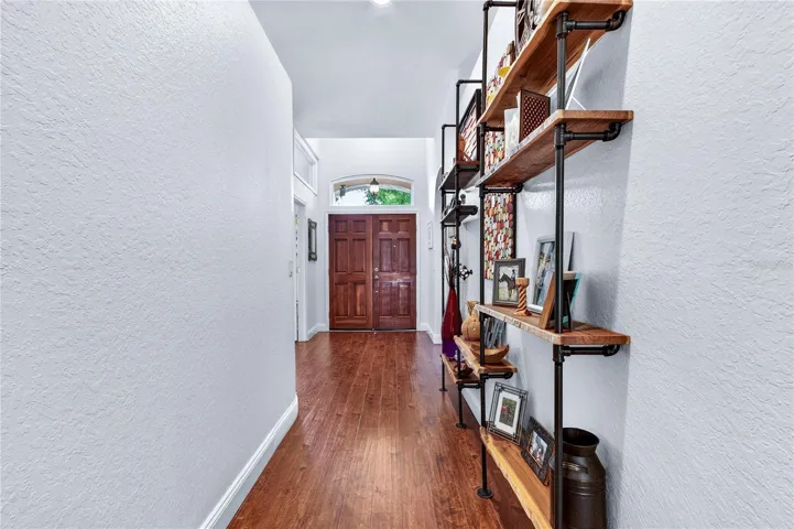 double front doors, custom shelving, new baseboards