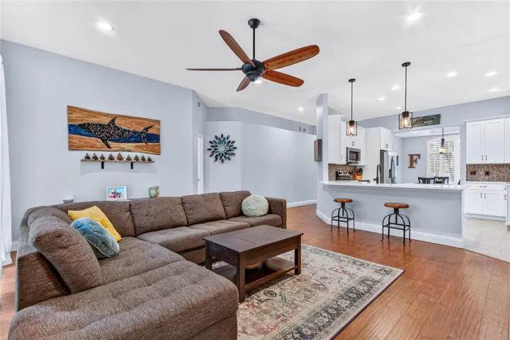 family/living room opening to kitchen