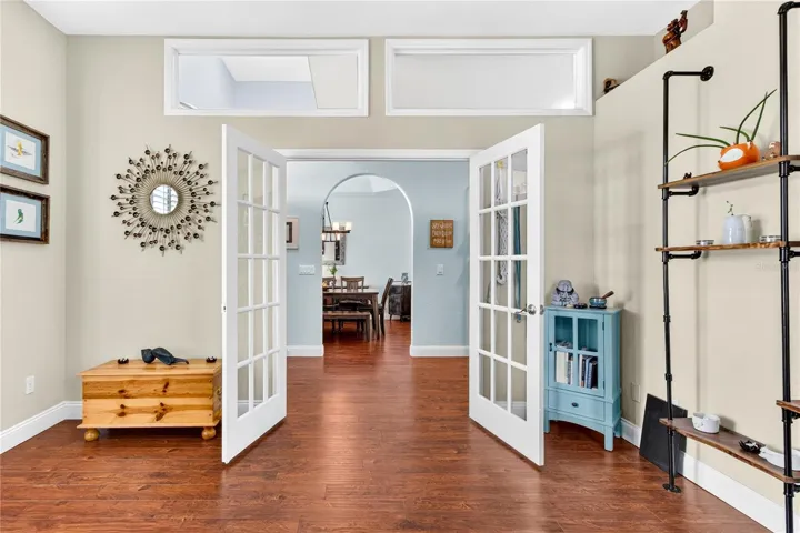double french doors opening to study-office, front room