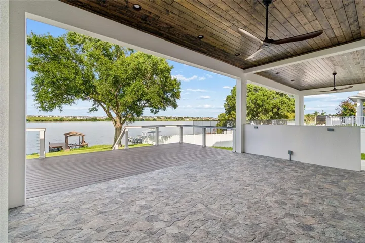 Wall equipped with water and electric for outdoor kitchen.