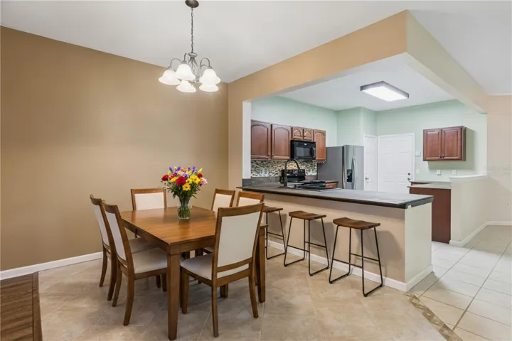 Virtually staged dining room.