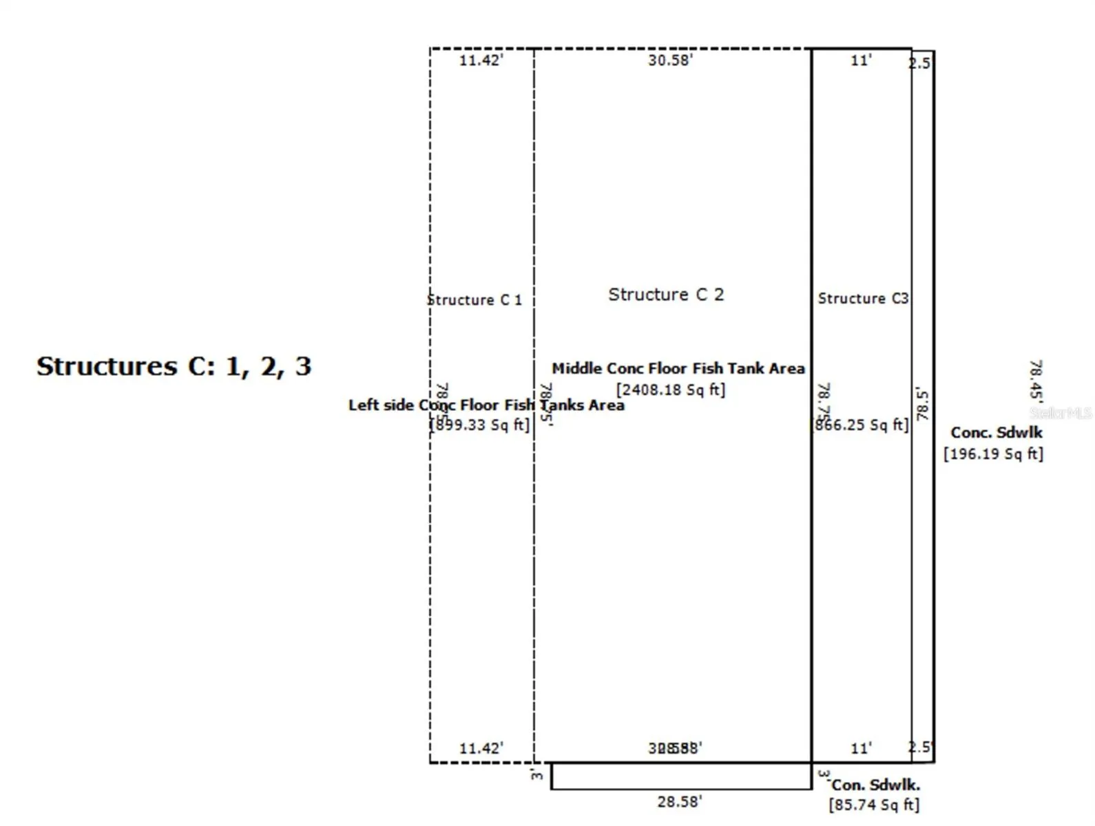 Structures C 1, 2 and 3