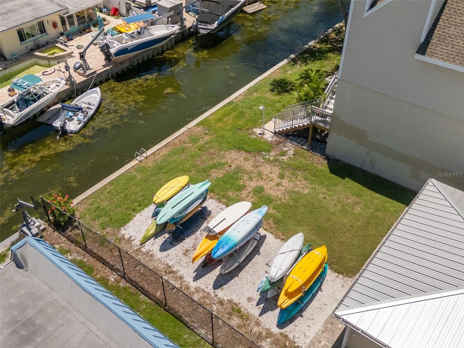 Kayak rack - southwest corner of complex