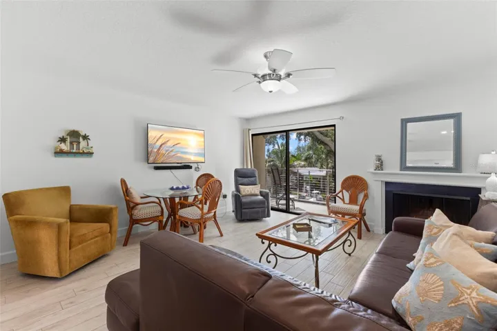 living room/ fireplace to balcony