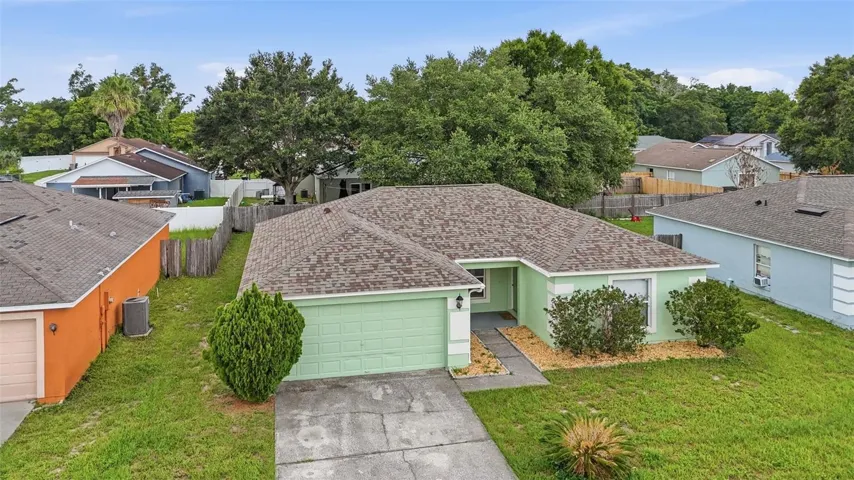 Aerial of home, freshly painted