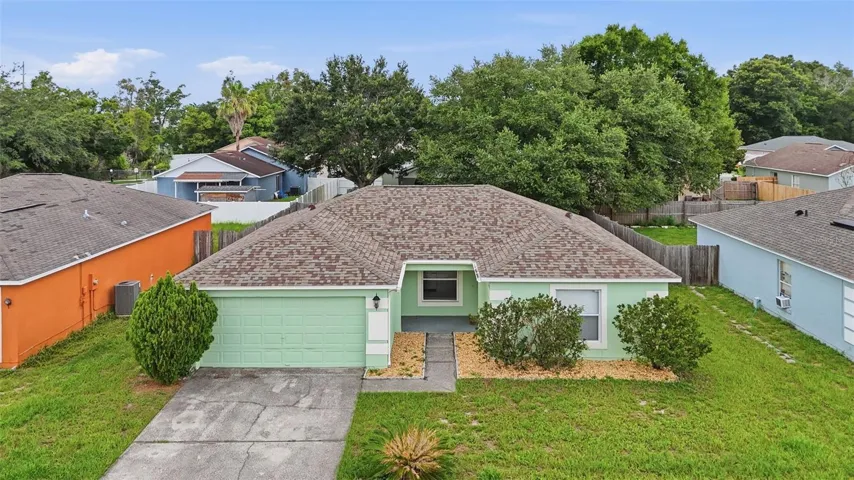 Aerial of home, freshly painted