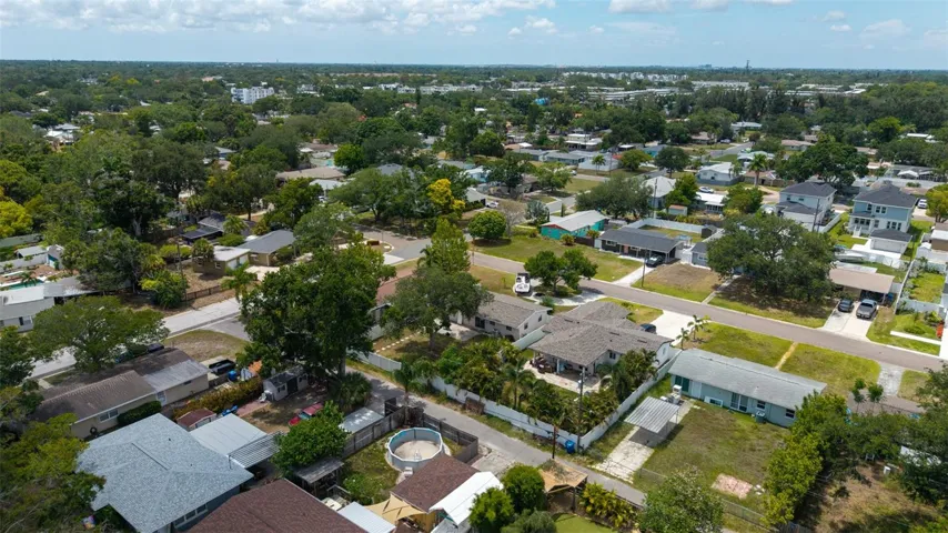2nd aerial view of alley access to the back of the home.