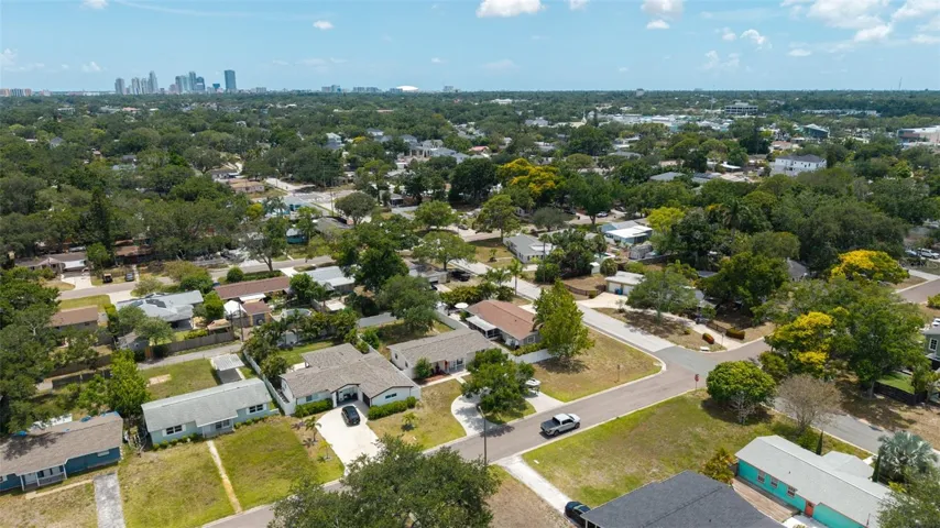 Main street aerial view of the front of the home.