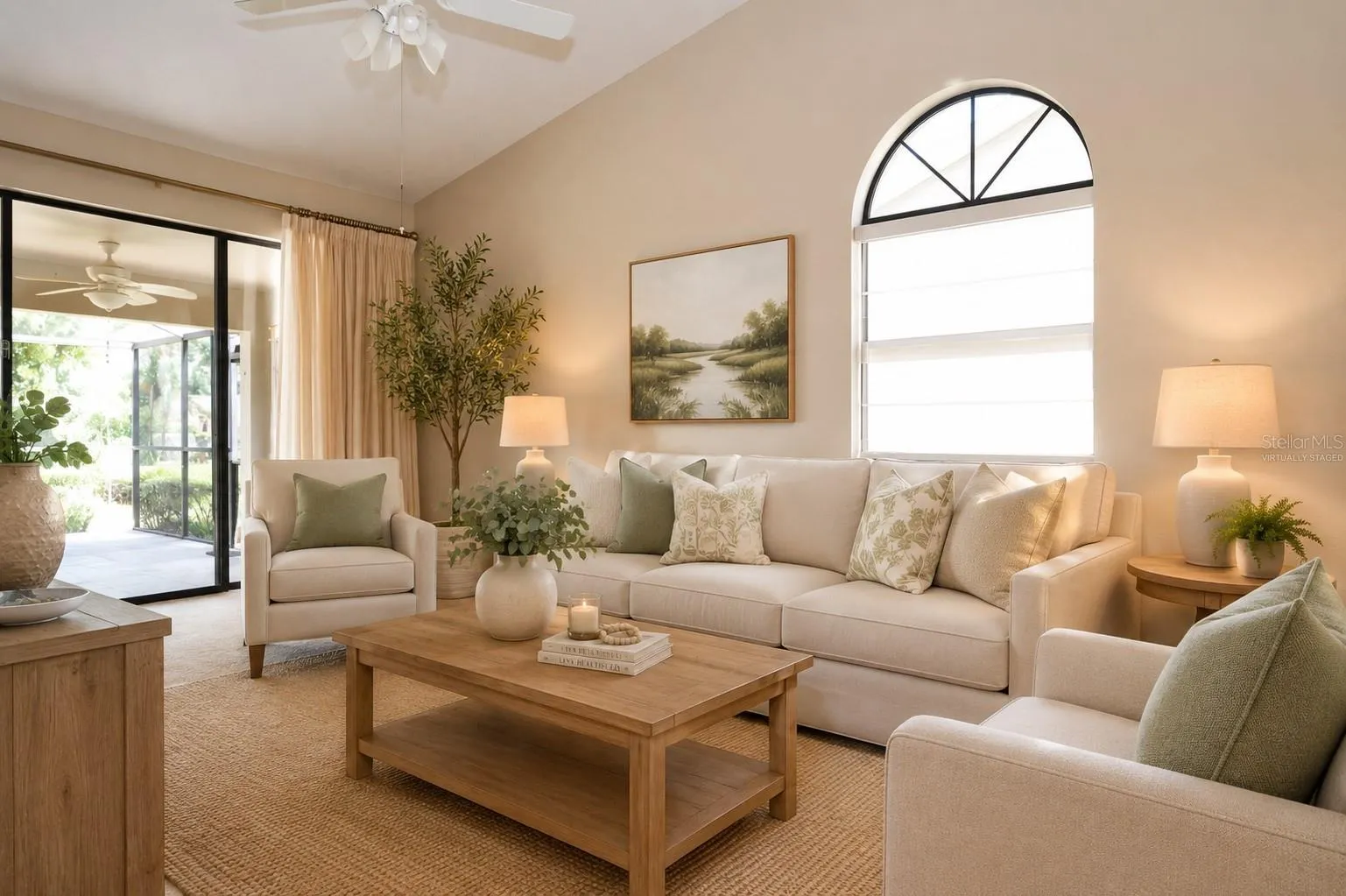 Virtually staged living room