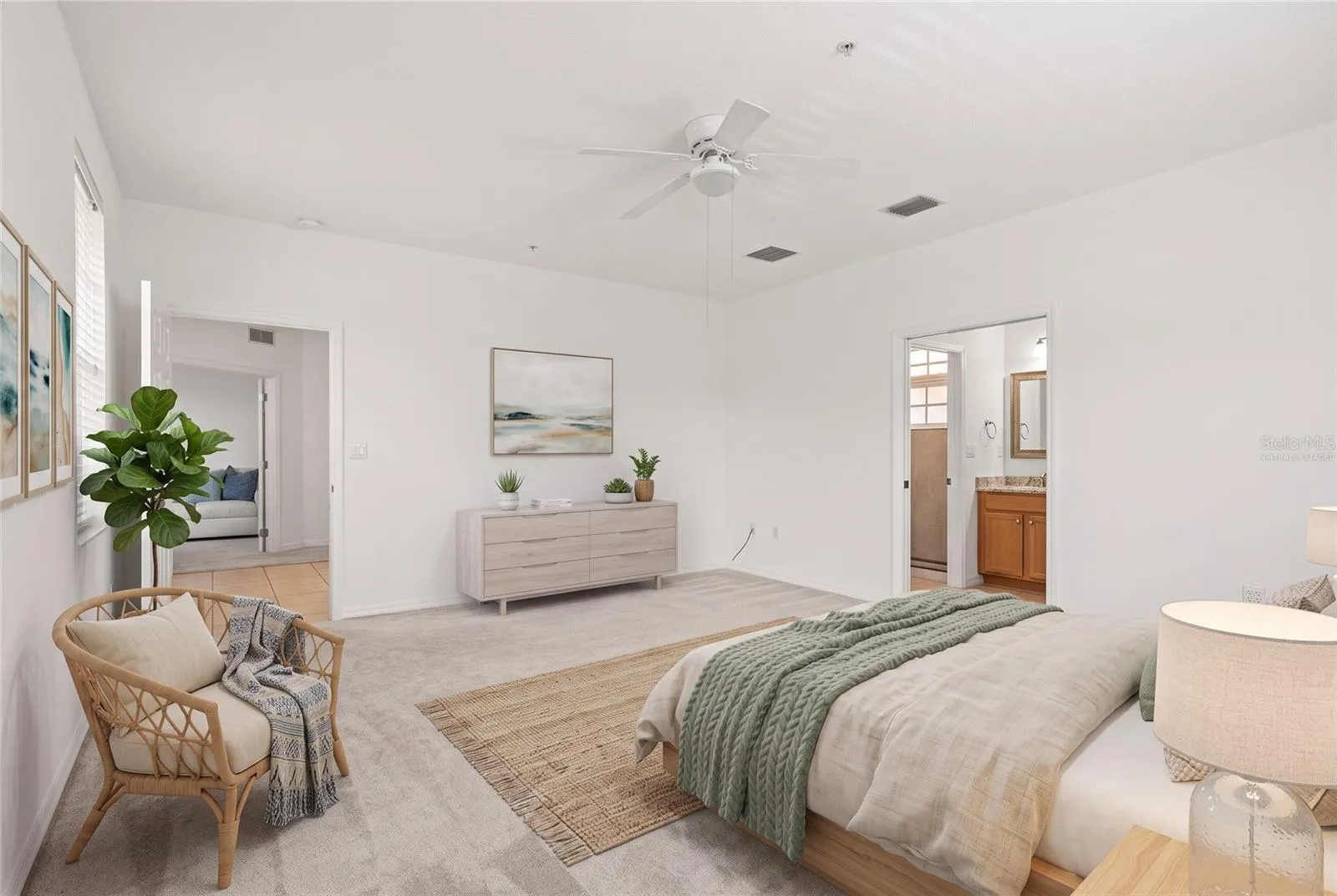 Virtually staged 2nd primary bedroom