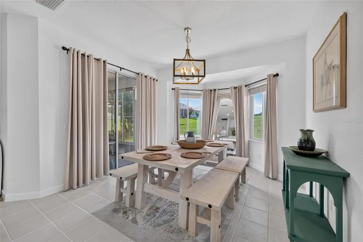 View of Dining room with bay window to view the golf course