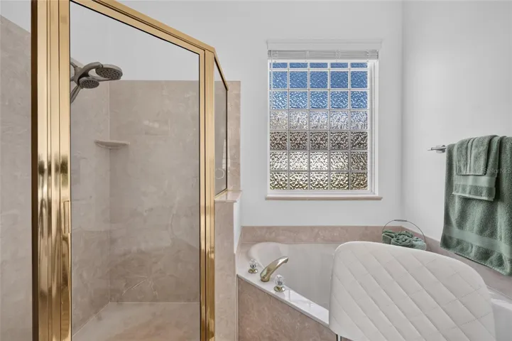 Ensuite bath with soaking tub and walk in shower