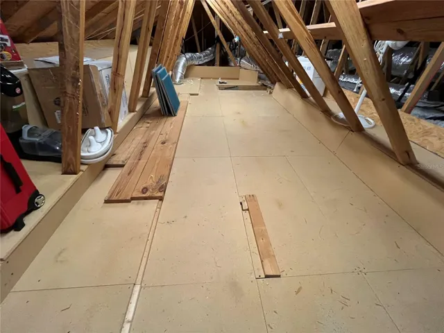 Attic with flooring for easy storage!