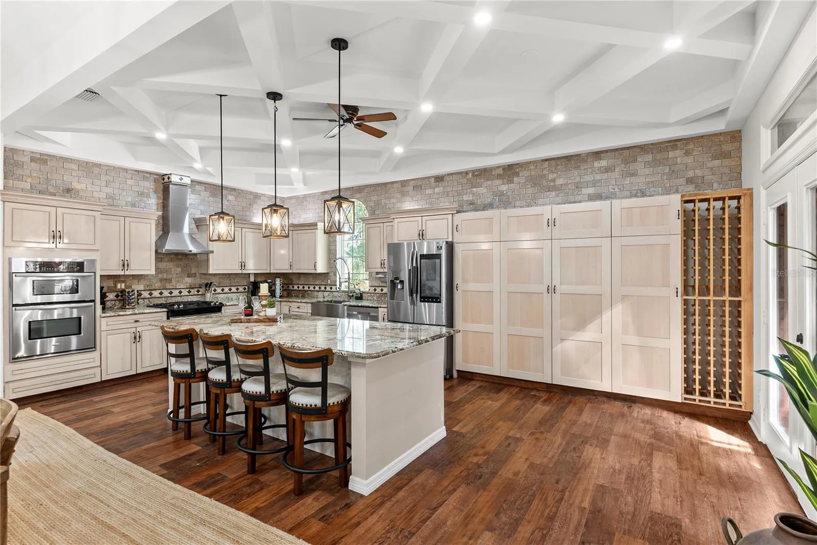 Kitchen with Coffered Ceiling