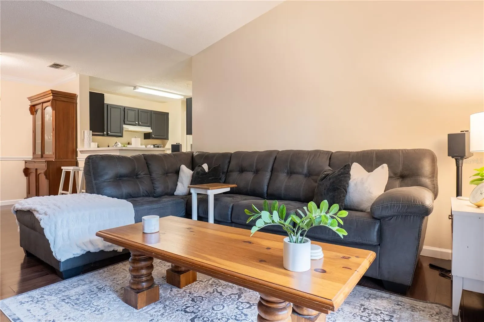 Living Room with vaulted ceiling