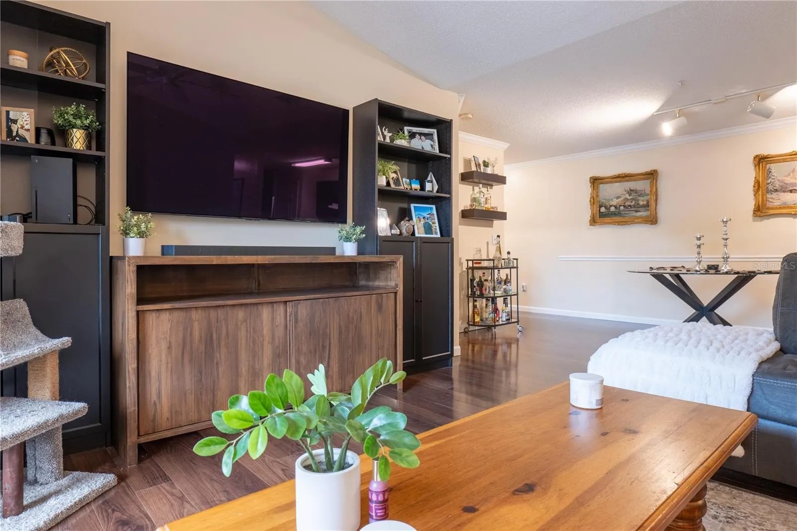 Living Room with vaulted ceiling