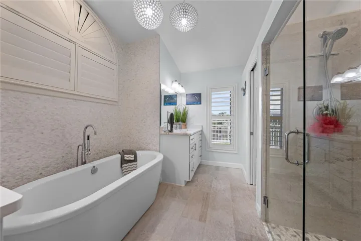 Primary bathroom soaker tub