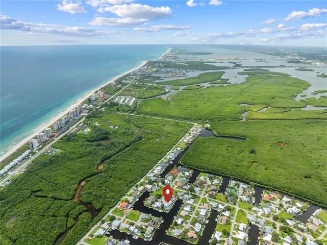 Aerial of 123 Queen Ann with the Ft. Pierce Inlet