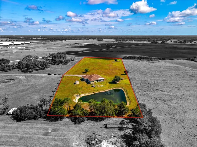 Drone view with parcel outline