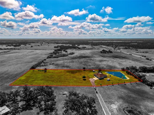 Drone view with parcel outline