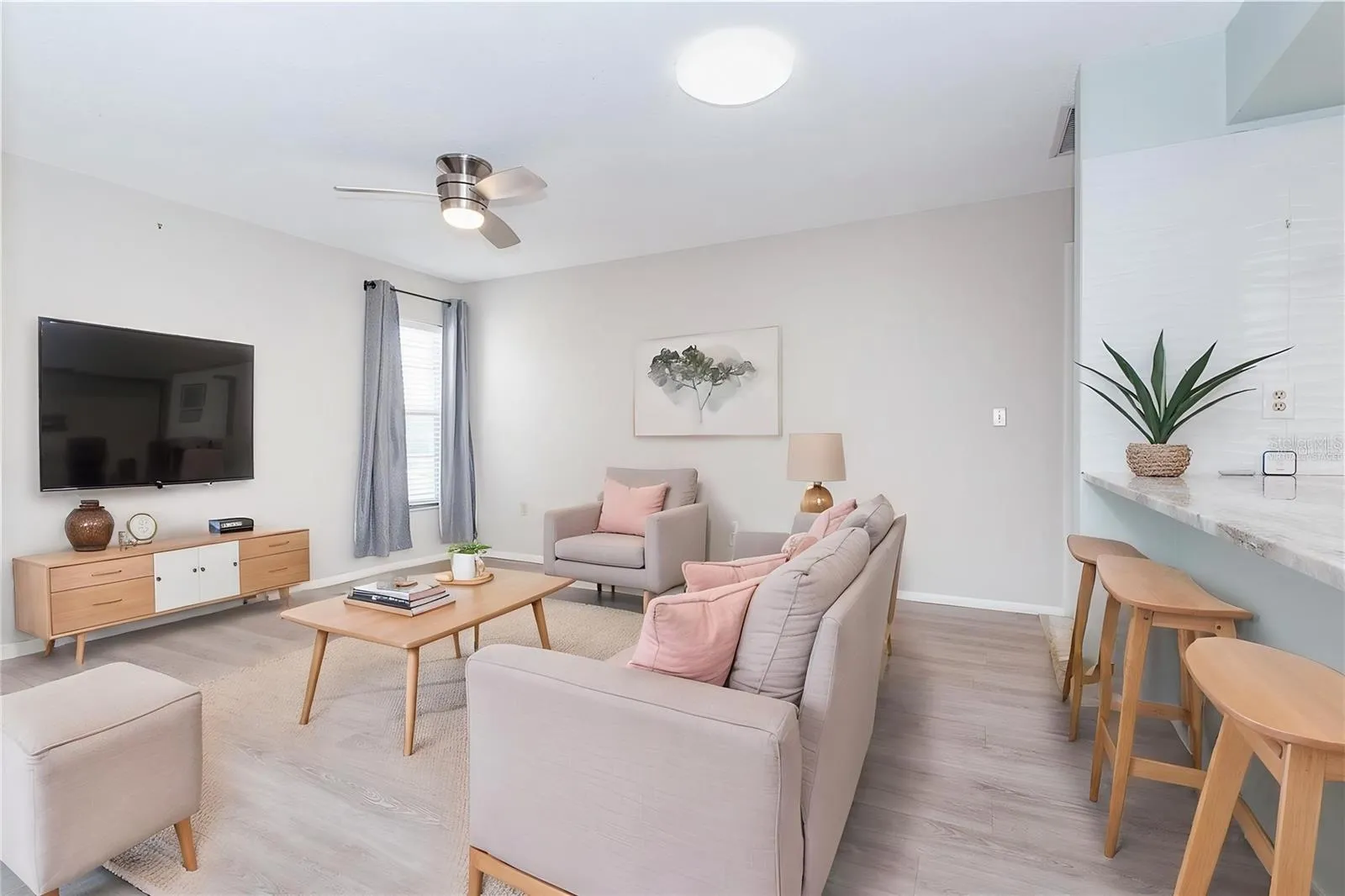 Virtually staged living room