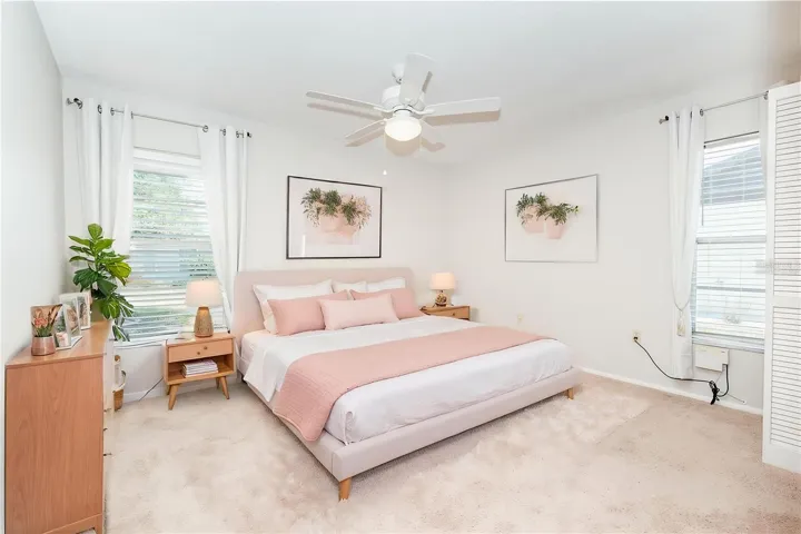 Virtually staged master bedroom