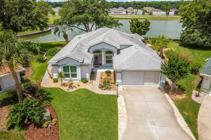 Aerial of home overlooking Lake Laemont.