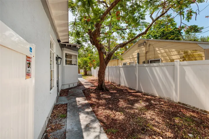Shaded side yard, south