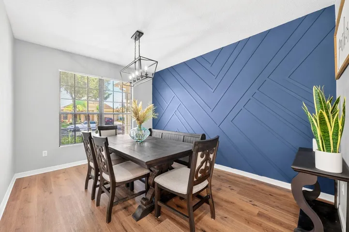 Stylish accent walls make this home feel modern and fresh.