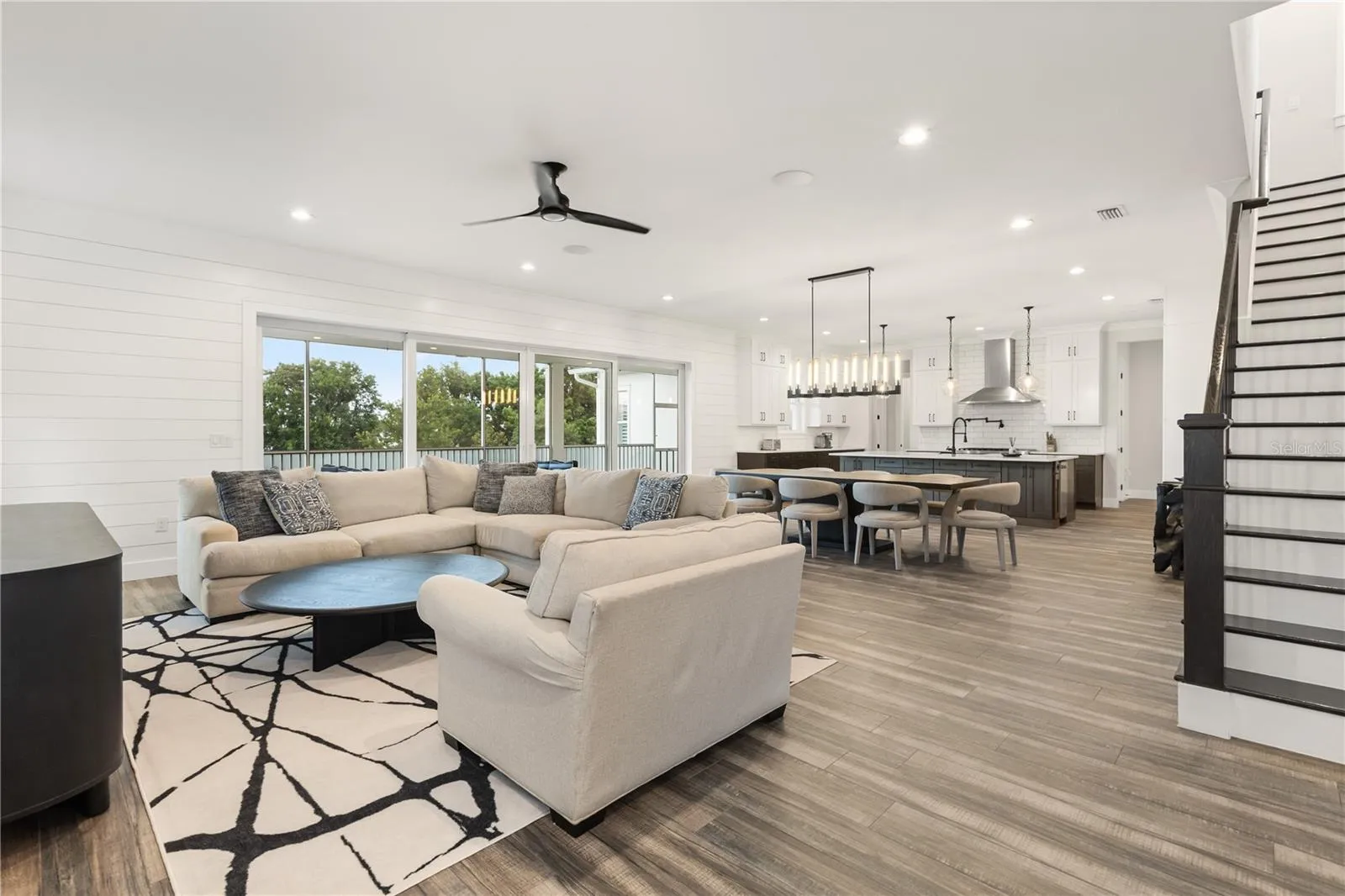 Open living, dining and Chef's kitchen.