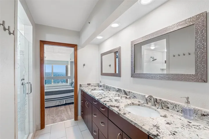 .. Master Bathroom Looking Out. Completely Remodeled..