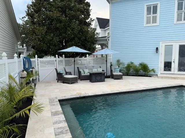 Heated salt water pool fully fenced