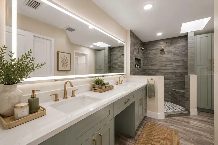 Virtually staged primary bathroom