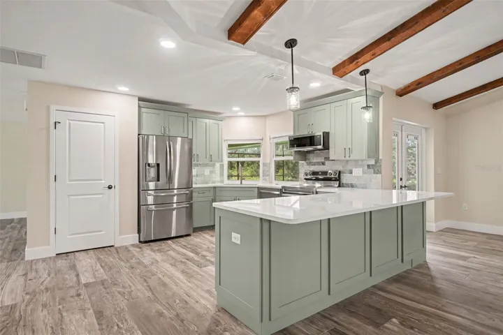 Looking into the kitchen from the family room